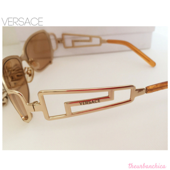 VERSACE Gold Unisex Mirrored Greek Key Sunglasses main image 6